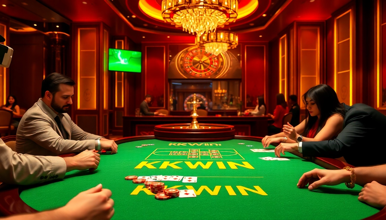 Experience the thrill of winning at https://kkwin.fan/ with engaged gamblers around an exciting poker table.