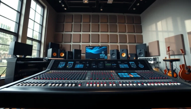 DiGiCo Quantum 338 digital mixing console in a professional studio, highlighting advanced features and Q388 design.