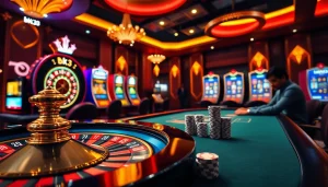Exciting gameplay at Bk33 casino with vibrant slot machines and roulette.