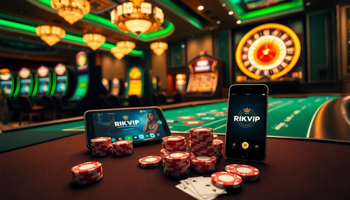 Experience thrilling poker action at RIK VIP, featuring luxurious gaming tables and engaging visuals.