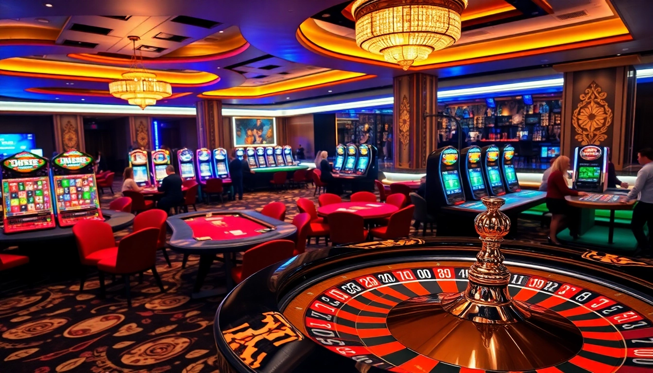 Experience thrilling gaming at Nhà cái fsbet with vibrant casino tables and exciting slot machines.