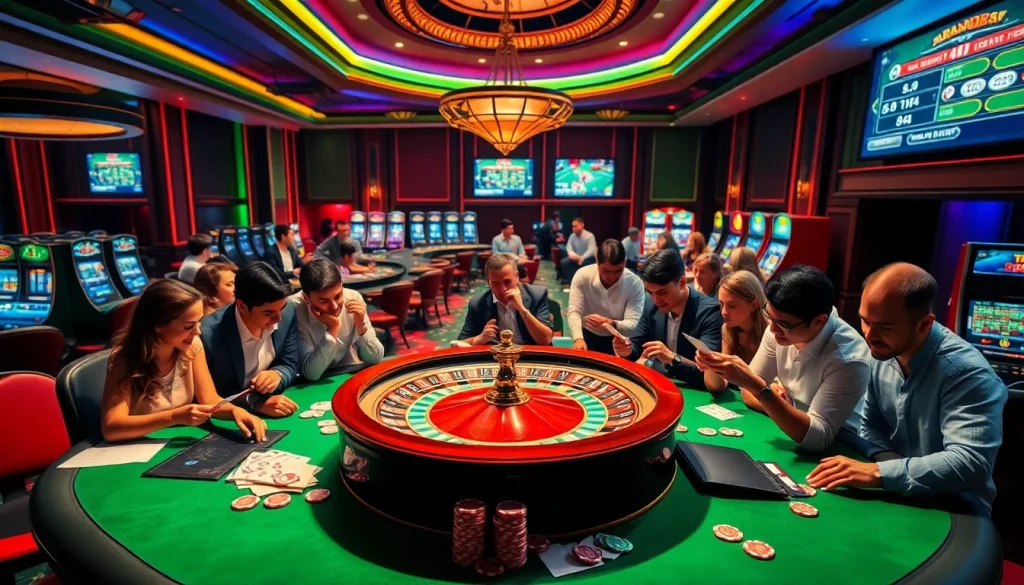 Vivez l'excitation des sites de paris sportifs lorsque des parieurs analysent des tickets de pari et une roue de roulette.