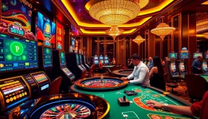 Players enjoying games at the best crypto casino with vibrant slot machines and engaging gameplay.