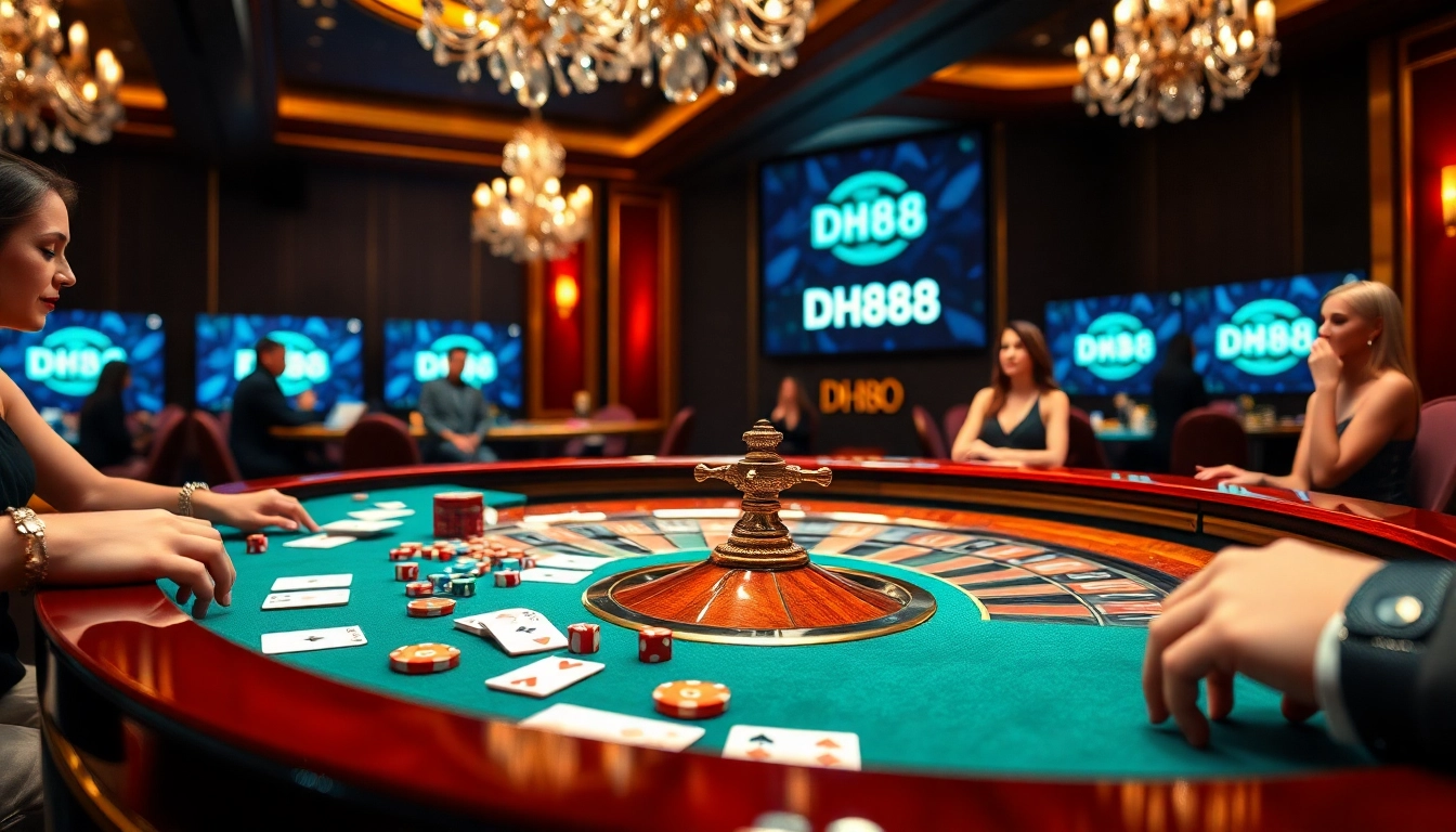 Witness lively gambling at https://dh88.bio/ with elegant poker chips and a roulette table.