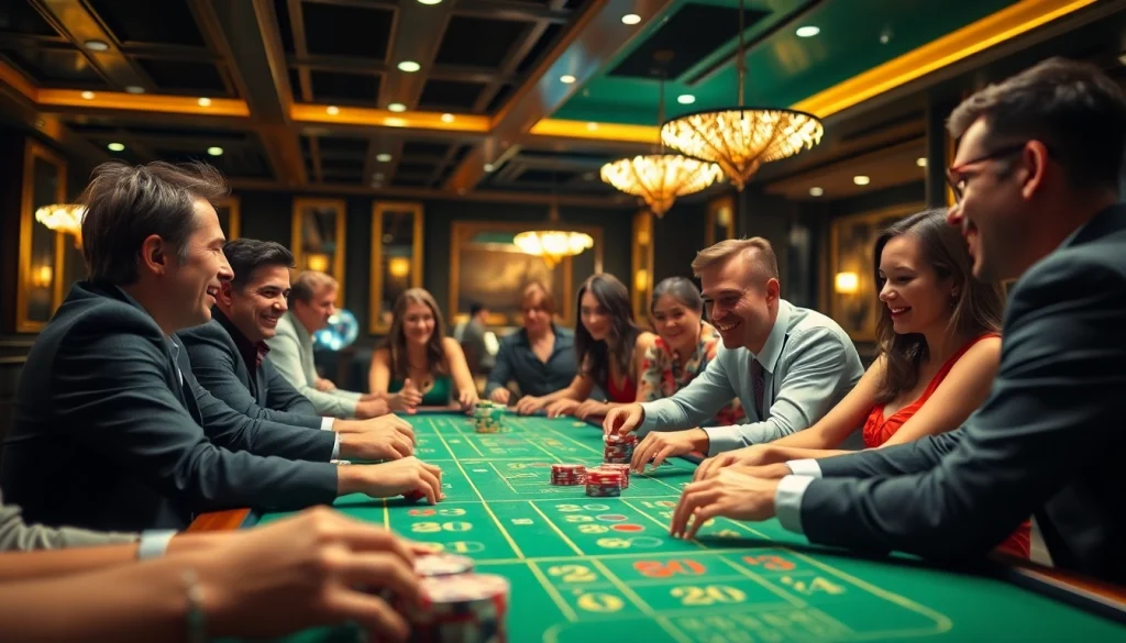 Joueurs au meilleur casino en ligne retrait immédiat, captivés par un jeu de table.