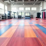 Installations de sol sportif revêtement sol salle de sport modernes et colorés.