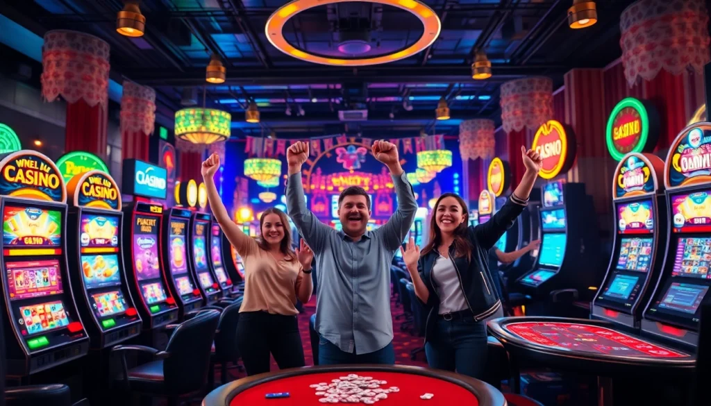 Vibrant atmosphere of meilleur casino en ligne 2026 with players enjoying games.